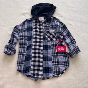 Purple flannel shirt with hood, Justice New with Tags shirt size 10 Medium